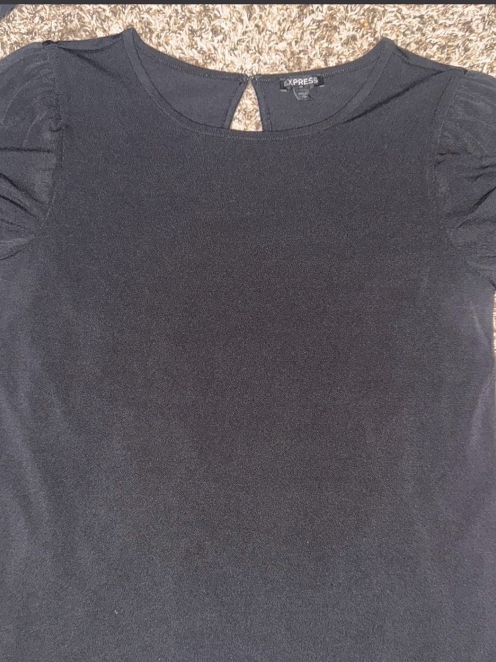 Express Black Puff Sleeve Crew Neck Top